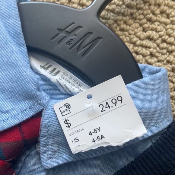 H&M Boys shirt and sweater set with tie NWT size 4-5 - Picture 6 of 6